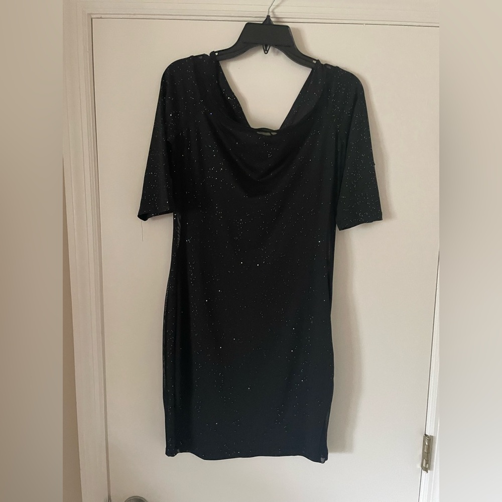 CHICME sparkling sheer on the sides black cocktail dress
